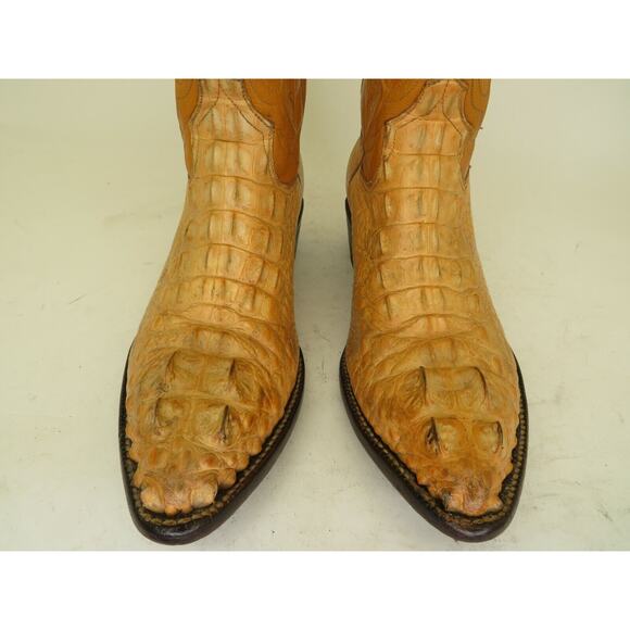 Black Jack Mens Size 6 EE American Alligator Head Cut Inlay Tan Cowboy Boots main image 9